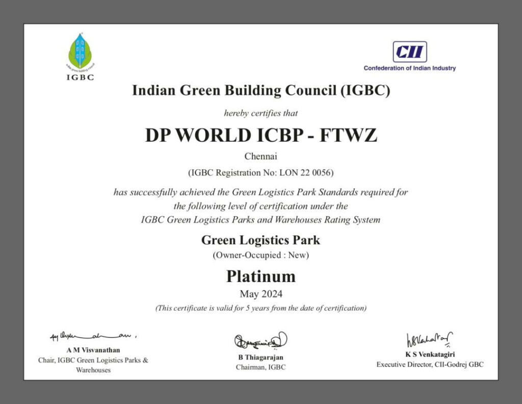 dp-world-chennai-financial-zone-achieves-igbc-platinum-certification-–-air-cargo-week